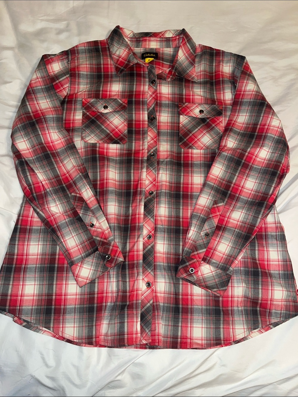 Cabela's Women’s Red and Gray Plaid Button Down Shirt sz 2XL Like New
